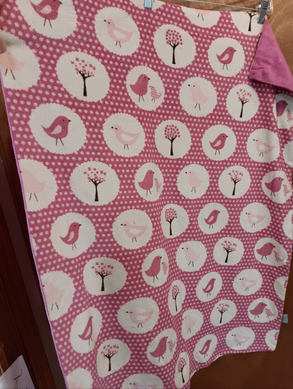 Thro Pink Bird Print Baby Blanket
